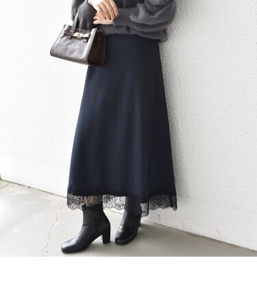 〈手洗い可能〉ヘム レース ナロー スカート