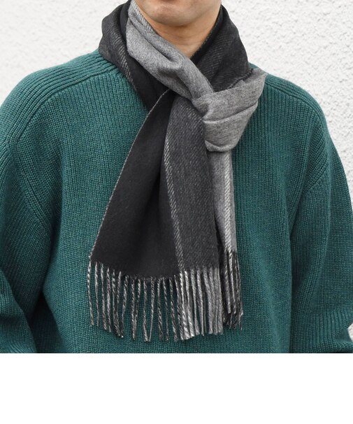 サープラスヤーン ウール カシミヤ リバーシブル パネル マフラー26AW◇