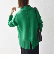 《予約》〈手洗い可能〉ワイド リブ ハイネック ニット プルオーバー