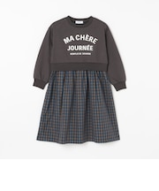 〈洗濯機可能〉スウェット ドッキング チェック ワンピース<KIDS>◆