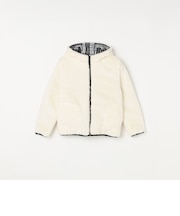リバーシブル フリース チェック 中綿 フード ジャケット<KIDS>◆