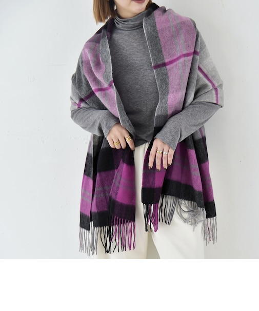 〈手洗い可能〉カシミヤ ミックス チェック ストール 26AW