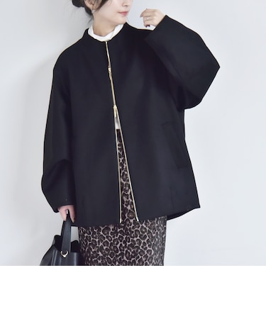 《予約》PURE WOOL ボトルネック コクーン ジップ ミディ コート