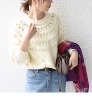 《予約》【WEB限定】〈手洗い可能〉ポインテール アイレット 切り替え ニット◆