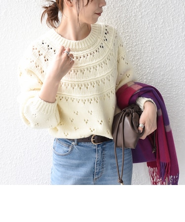 《予約》【WEB限定】〈手洗い可能〉ポインテール アイレット 切り替え ニット◆