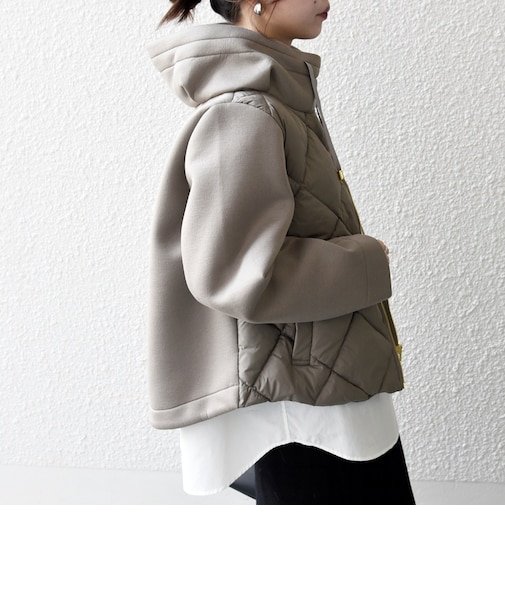 【WEB限定】キルティング コンビ フーディー ジップ ブルゾン