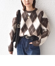 《予約》〈手洗い可能〉ヘアリー アーガイル ニット◆