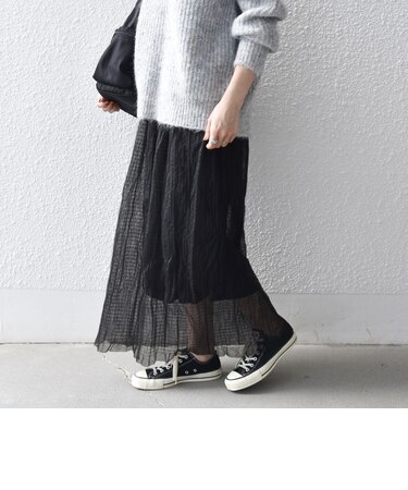 【WEB限定】〈洗濯機可能〉シアー シャーリング Iライン スカート