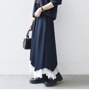 《予約》〈洗濯機可能〉サテン ヘム レース スカート