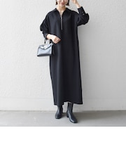 《予約》【WEB限定】〈洗濯機可能〉ハーフジップ バックスリット ワンピース