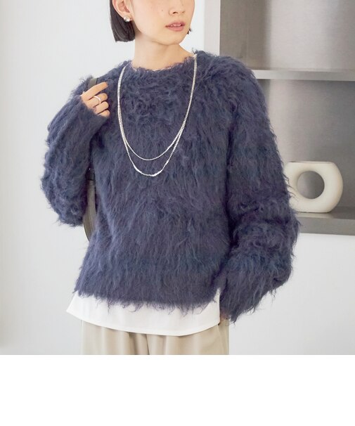 《予約》〈手洗い可能〉シャギー クルーネック プルオーバー
