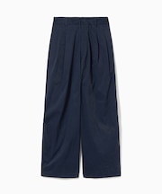 ウエストギャザーストレッチ ダブルタックワイドパンツ
