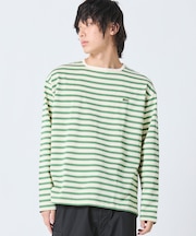 スクエアネックボーダー長袖Tシャツ