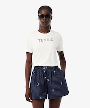 カットワークテニス刺しゅうTシャツ