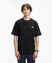 オーバーサイズ パイル地切り替え同色ボーダーTシャツ