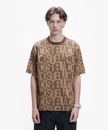 クールマックスブランドネームロゴ総柄Tシャツ