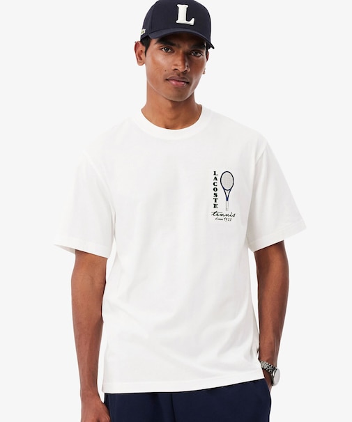 テニスグラフィックステッチ&プリントTシャツ