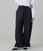 裾ギャザーストレッチワイドパンツ