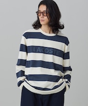 テクスチャーロゴ ボーダーロングスリーブTシャツ