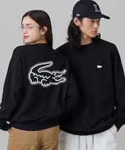 【オンライン限定】LACOSTE オーバーサイズ 裏毛 バックプリント クルーネック スウェット