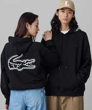 【オンライン限定】LACOSTE オーバーサイズ フード刺繍ロゴ バックプリント プルオーバーパーカー