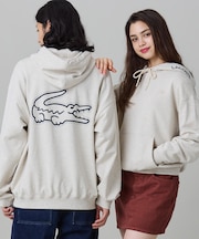 【オンライン限定】LACOSTE オーバーサイズ フード刺繍ロゴ バックプリント プルオーバーパーカー