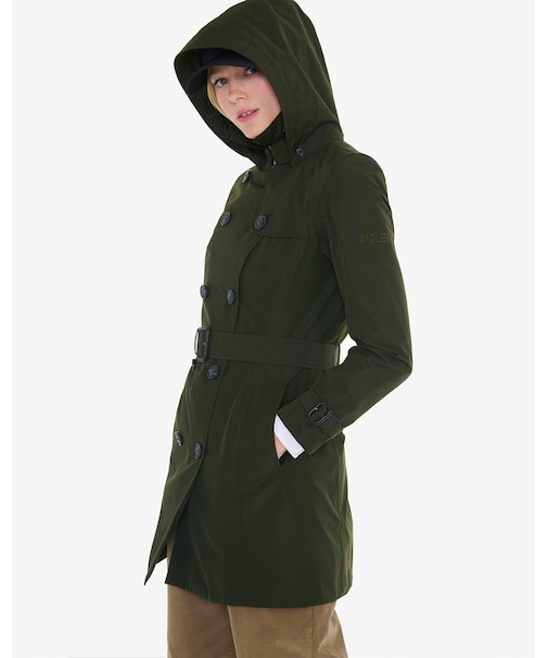 GORE-TEX 防水 透湿 防風 ゴアテックス フーデッドロングトレンチコート