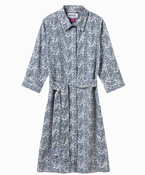 花柄 フラワー リバティロングシャツドレス / シャツワンピース