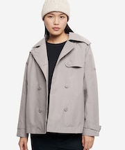 GORE TEX ゴアテックス 防風 防水 透湿 2レイヤー ショートトレンチコート / フード脱着可