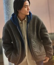 シェルパフリースブルゾン ダブルジップボンバージャケット