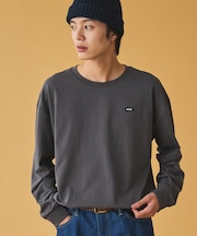 オーガニックコットン オーバーサイズ ワンポイントシリコンバッジロゴ ロングスリーブTシャツ