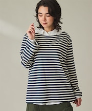 ストライプ ボートネック ロングスリーブTシャツ