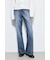 AZUL DENIM センタープレスフレアデニム ショート丈