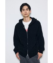 【ぬくもち】ジップアップニットフーディー