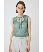 LACE LAYERED OPEN NECK トップス