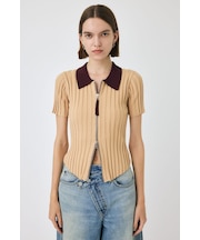 ZIP UP RIB KNIT H／S シャツ