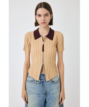 ZIP UP RIB KNIT H／S シャツ