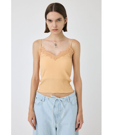 LACE TRIM RIB キャミソール