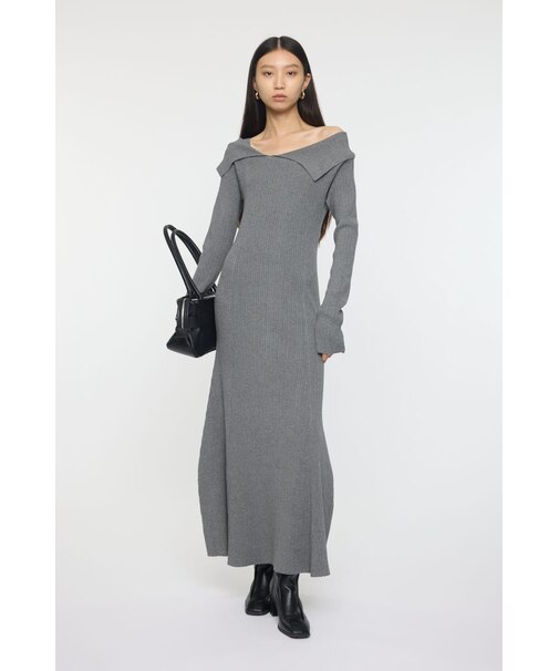 ASYMMETRY COLLAR KNIT ドレス
