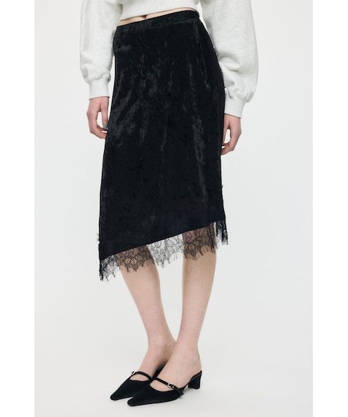 LACE TRIM VELVET スカート
