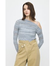 RANDOM STRIPE OFF SHOULDER トップス