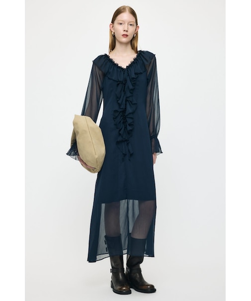 RUFFLE CHIFFON MAXI ドレス