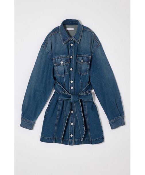 BELTED DENIM MINI ドレス