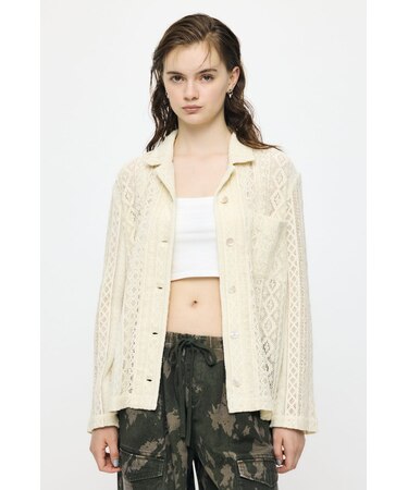 OPEN COLLAR LACE シャツ