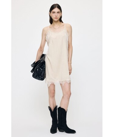WASHER VELOUR SLIP MINI ドレス