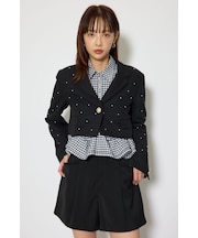 【森香澄さん着用】パール付きシングルショートテーラードジャケット