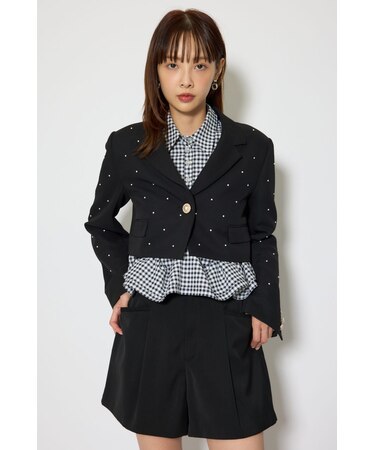 【森香澄さん着用】パール付きシングルショートテーラードジャケット