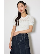 【AKB48 伊藤百花さん着用アイテム】ビジュー付きバックリボンニットトップス