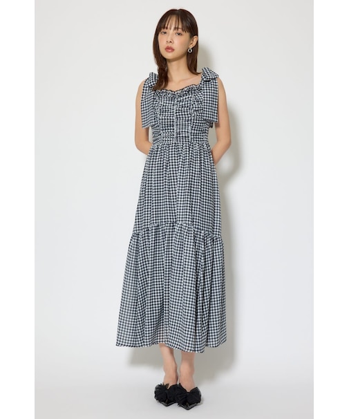 【森香澄さん着用】リボンディティールティアードキャミワンピース