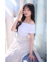 【AKB48 行天優莉奈さん着用アイテム】レースアップオフショルニットトップス